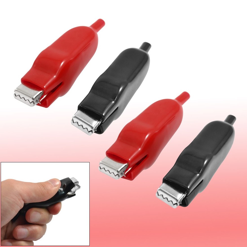 6x Plastic Insulating Test Probe Alligator Clips Clamps 80mm
