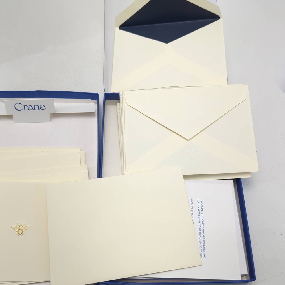 Crane & Co. Hand Engraved Bee Note RF1405 Ecruwhite Pack 10 Sets With Envelopes