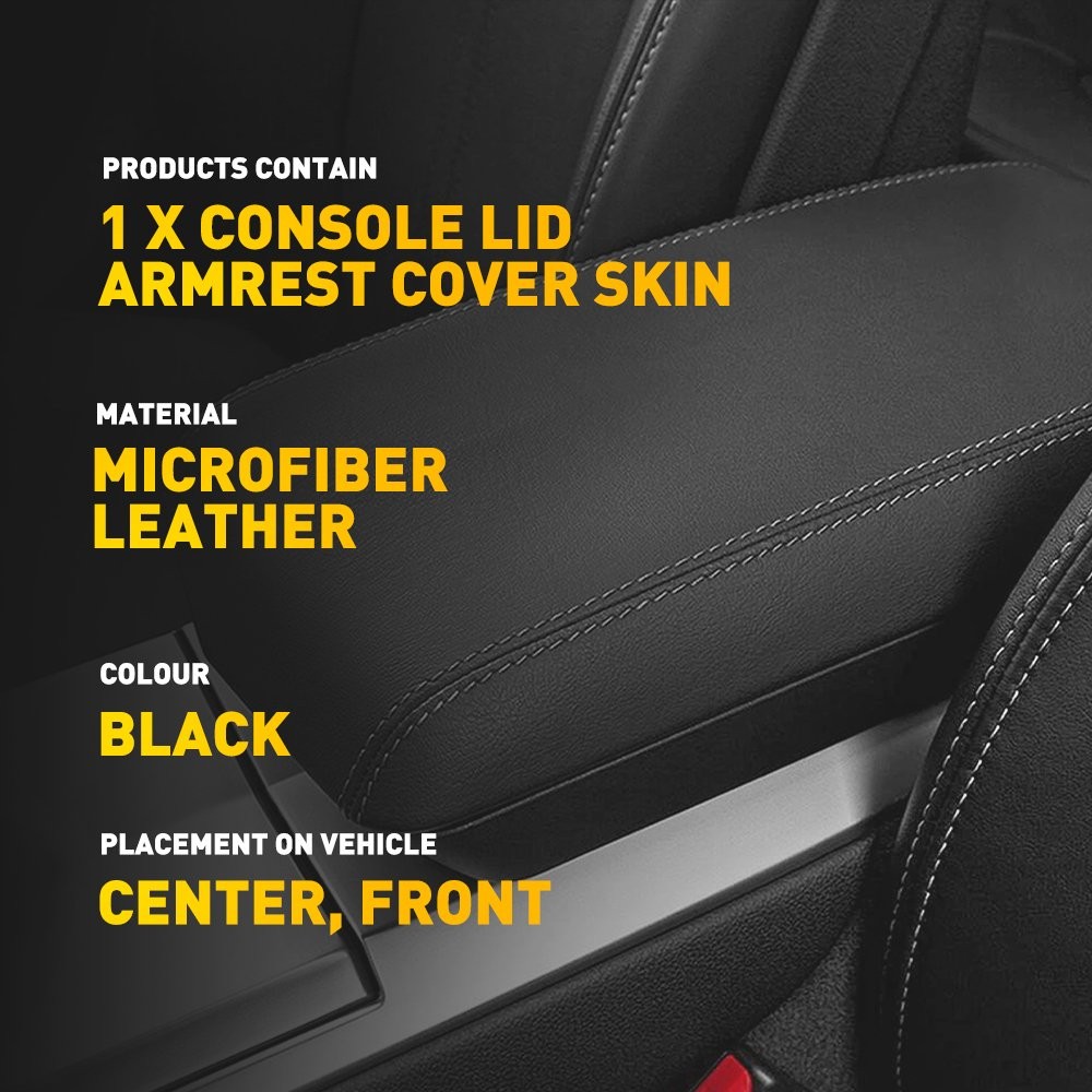 Black Center Console Lid Armrest Leather Cover Trim For Cadillac CTS 2008-2014