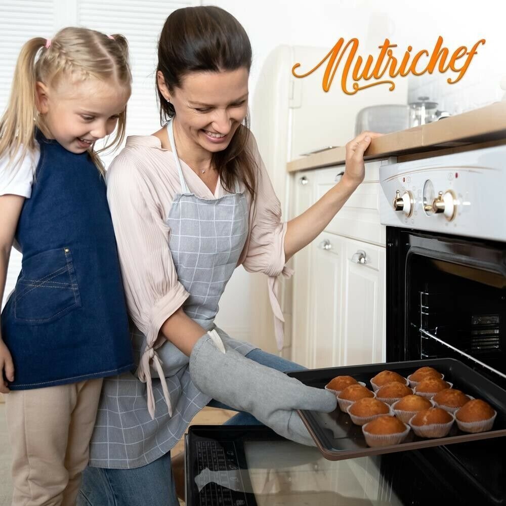 NutriChef 8pcs. Stackable Carbon Steel Bakeware Sets Non-Stick Coating (Brown)