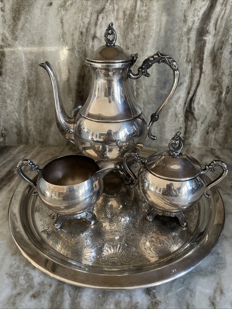 VIntage Silver on Copper Tea Set