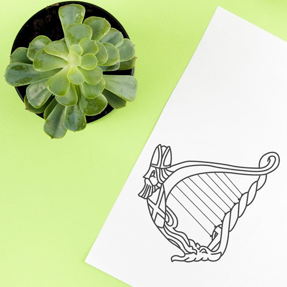 Harp Art Rubber Stamp