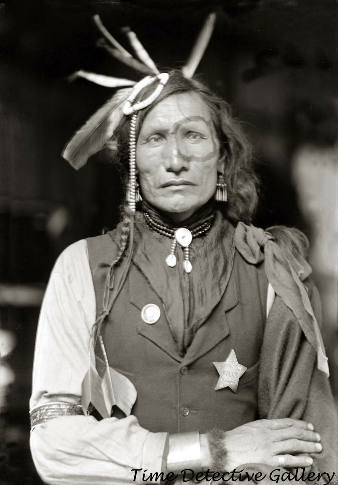 "Iron White Man" Sioux Indian Police Officer - circa 1900 - Historic Photo Print