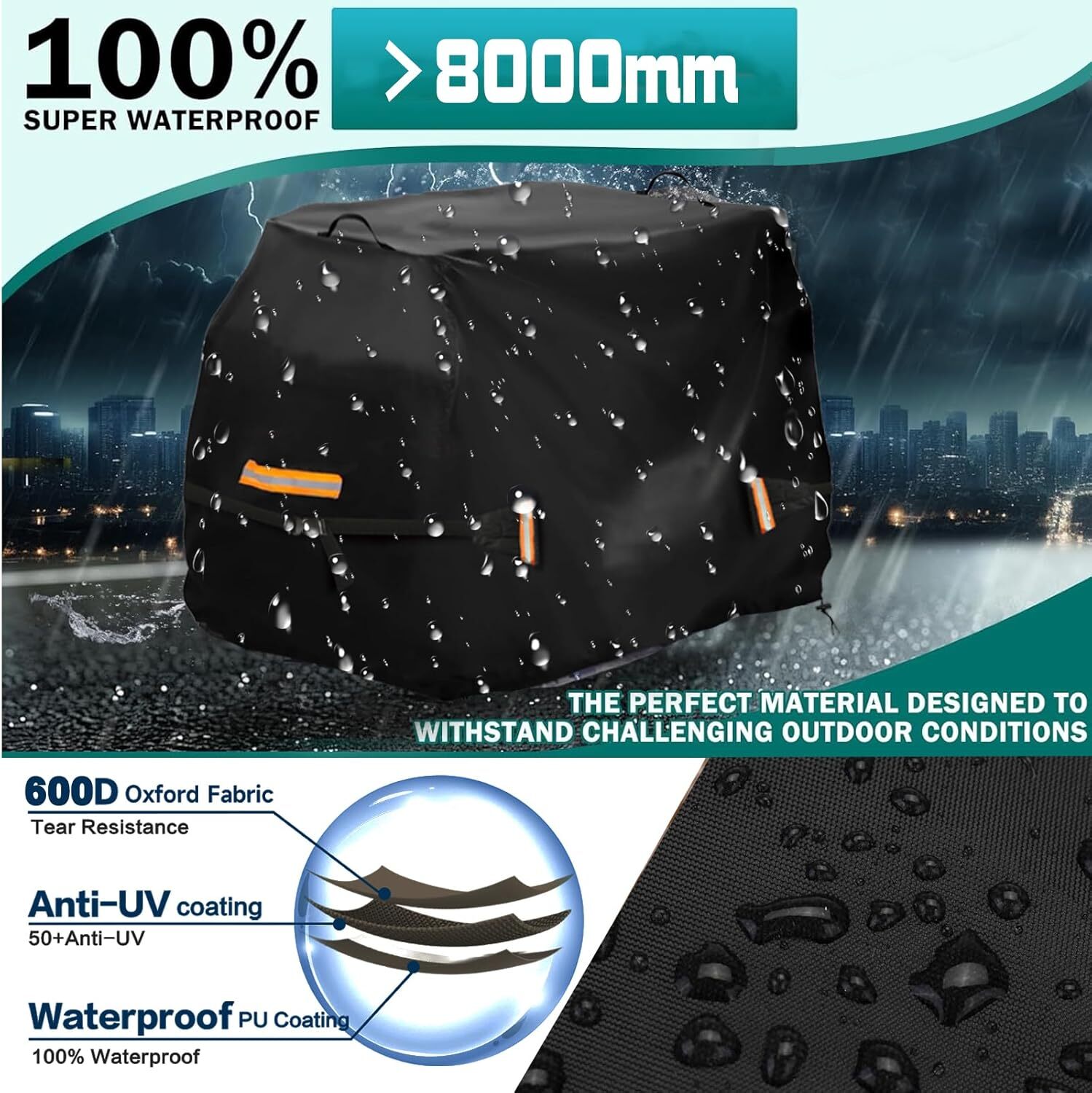 Mobility Scooter Cover 600D All-Weather Protection - 77" x 29" x 47"