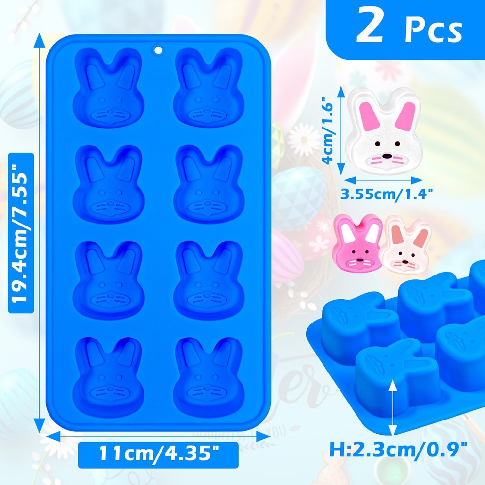 Webake Easter Bunny Ice Cube Molds, 8-Cavity Silicone standard, Blue