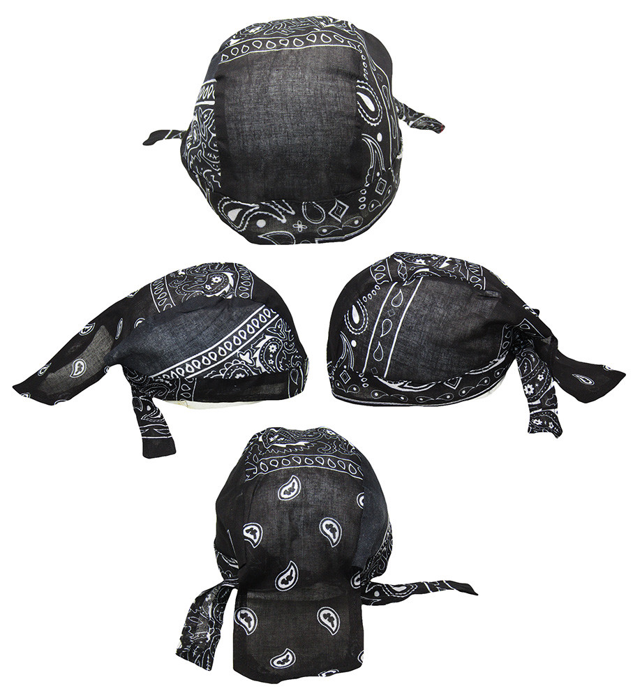 Black Paisley Printed Do Rag Doo Rag Skull Cap Head Wrap