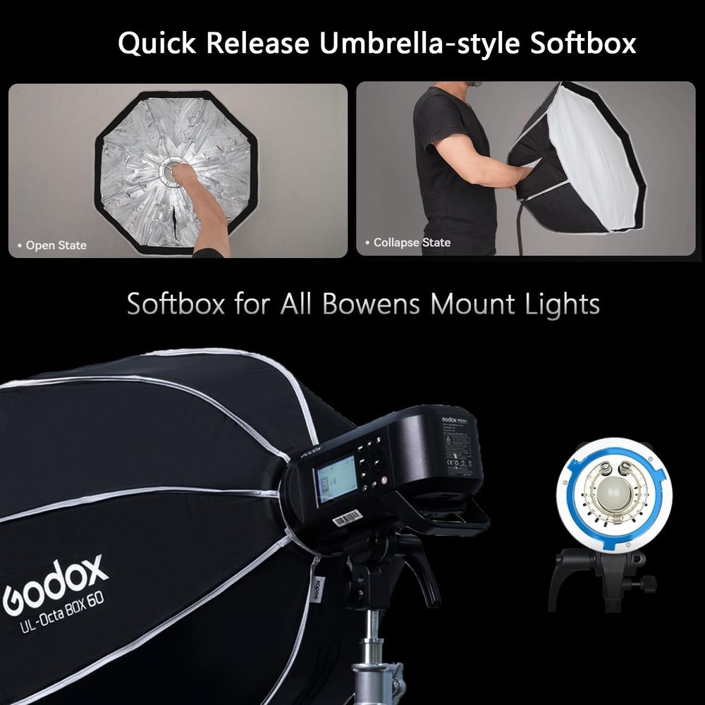 Godox UL-Octa 90cm Quick Release Octagonal Softbox, Foldable 35" Octabox Fast...