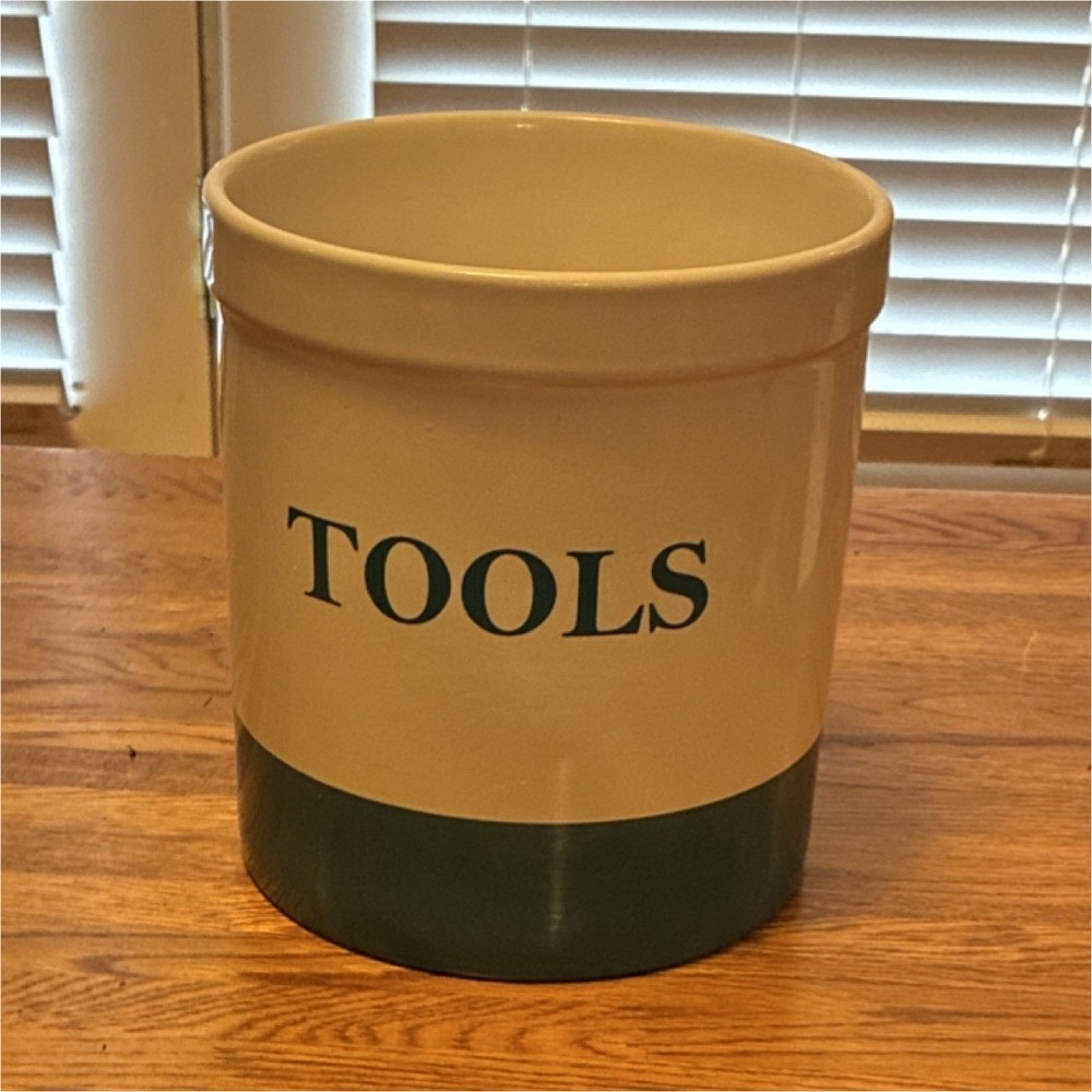 Mainstays Stoneware Tool Holder White Blue Round MS TOOL HOLDERTEAL
