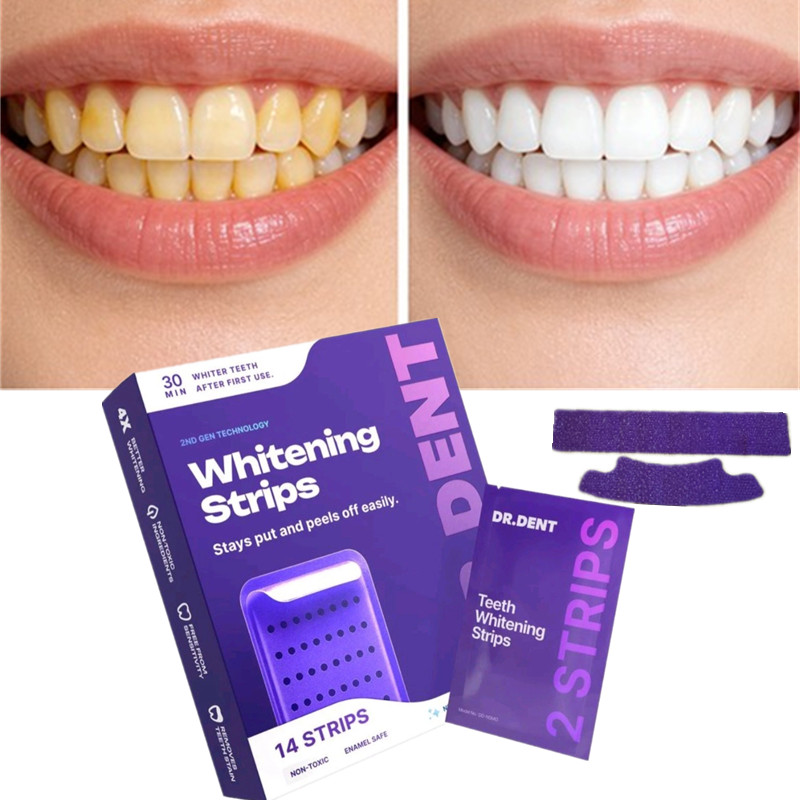 DRDENT Purple Tooth Whitening Strip for Sensitive Teeth Brightens Smile Anywhere