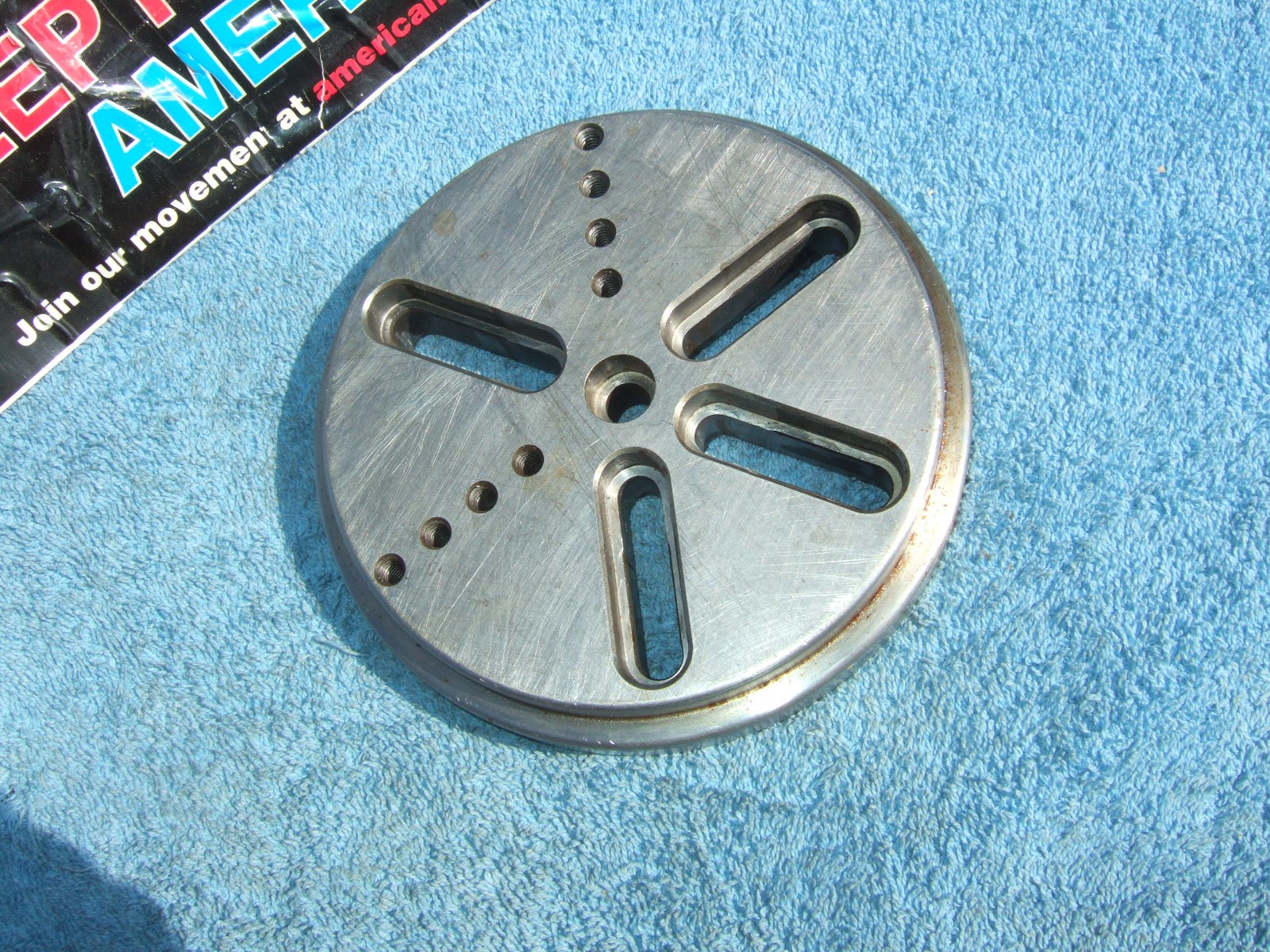 FIXTURE PLATE ROUND 6 inch TAPPED XLNT TOOLMAKER MACHINIST INSPECT GRIND MILL