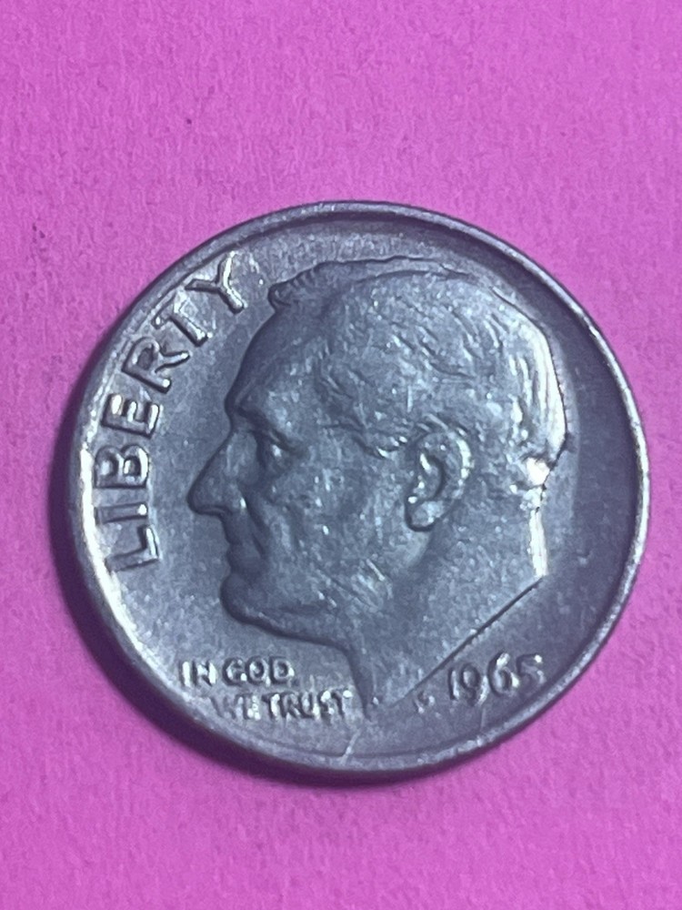 1965 No Mint Mark Roosevelt Dime TRIPLE Strike Multiple Errors