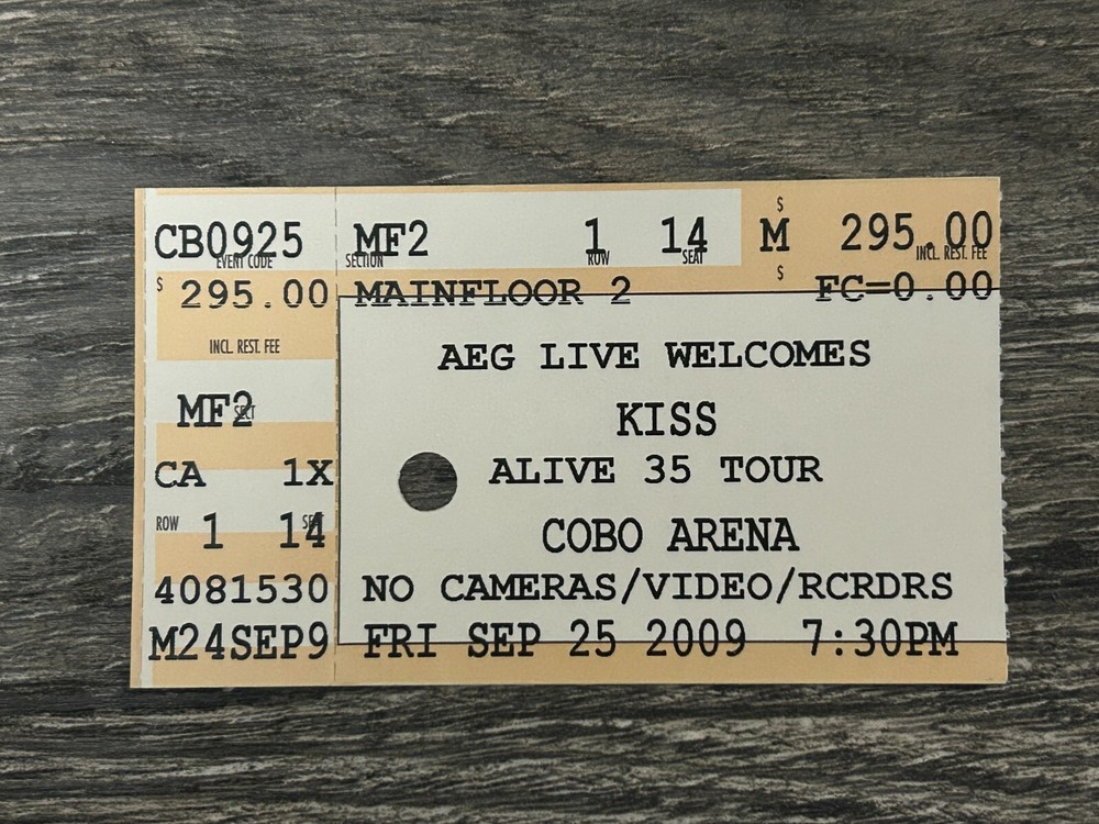 KISS TICKET STUB Detroit Sept 25 2009 Alive 35 Tour Final Cobo Concerts 1st Row