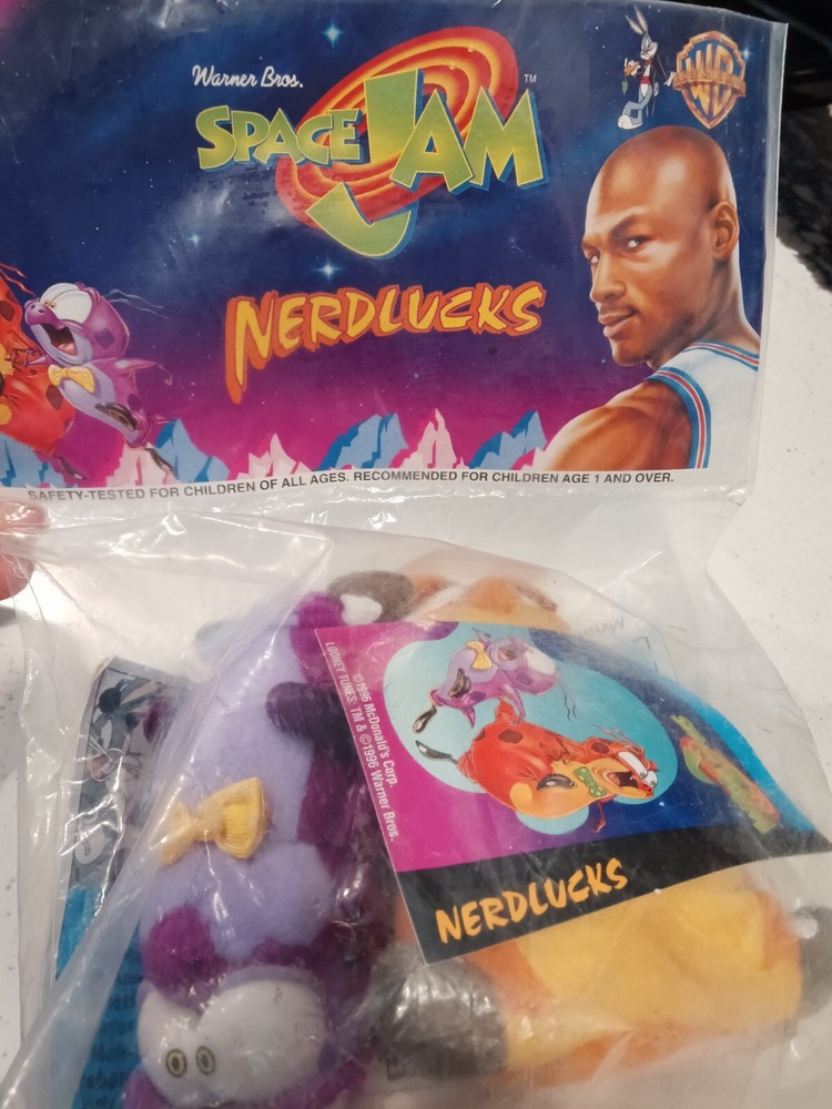 1996 McDonald's SPACE JAM NERDLUCKS Plush Dolls *New Sealed T49