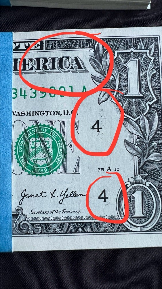 Rare Uncirculated Sequential $1 Bills w/ Multiple Printing Errors - 10 Count