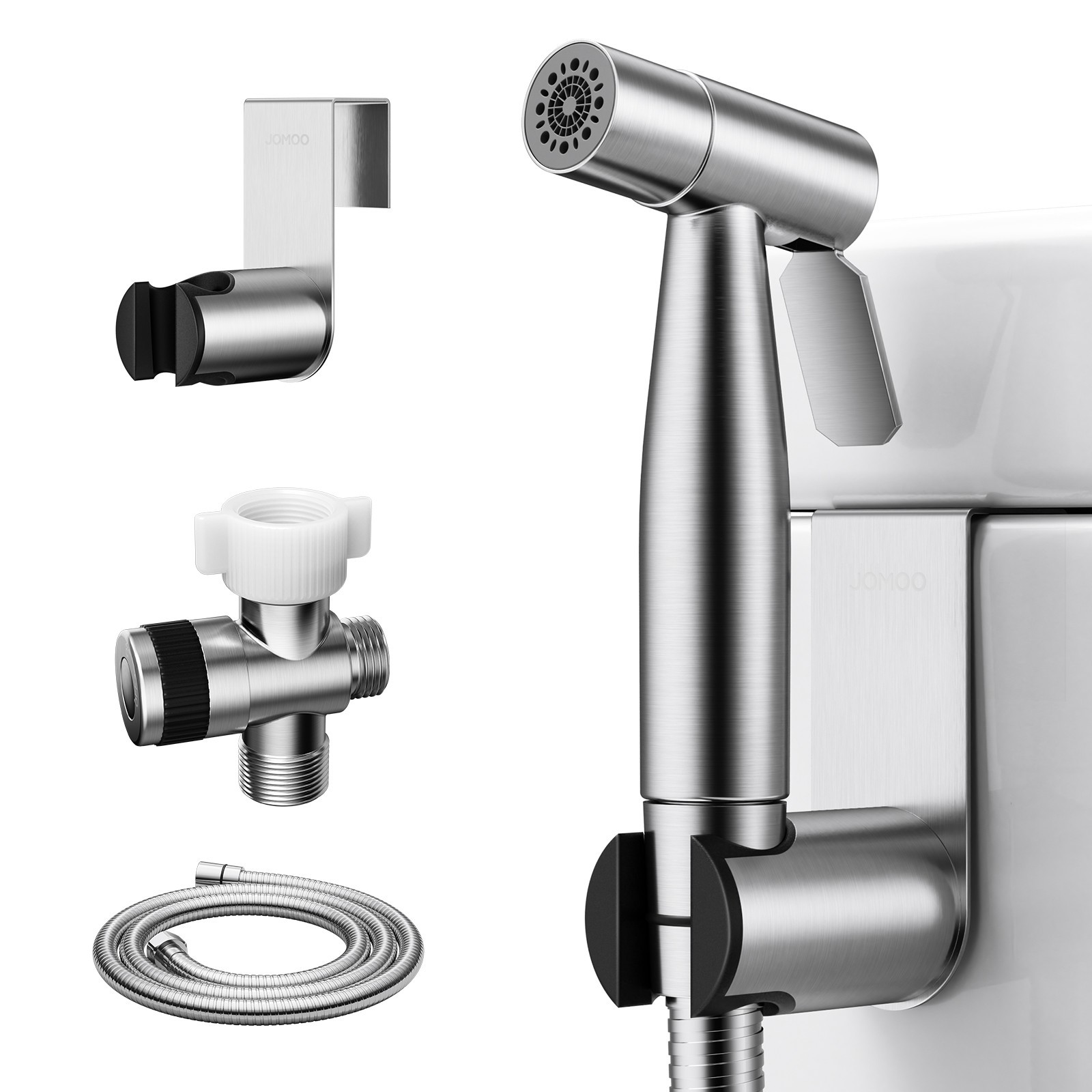 Stainless Steel Brushed Nickel Bidet Sprayer with Shattaf Adapter and Hose