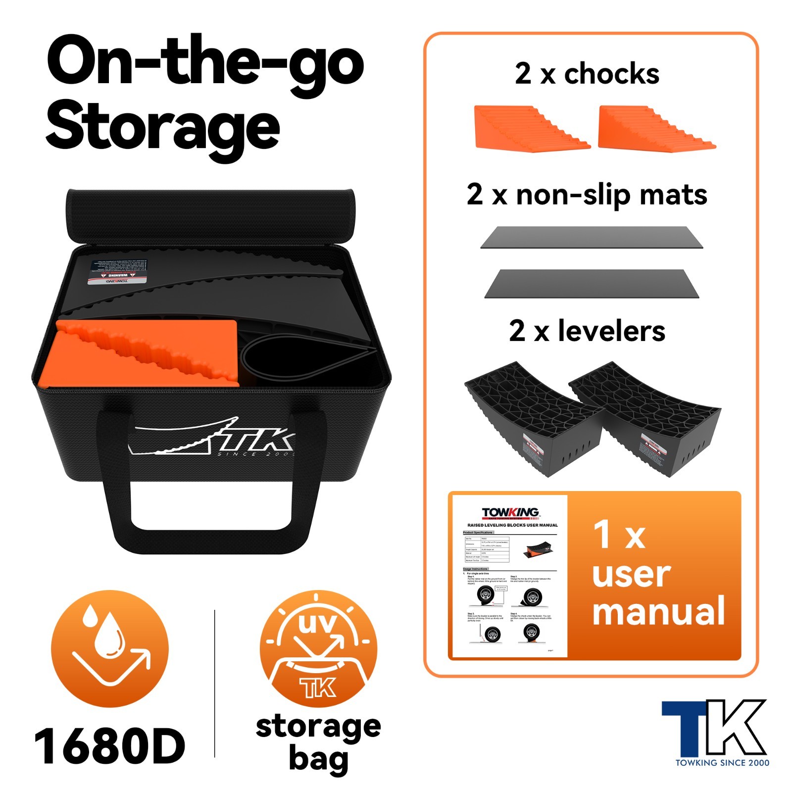 2PcsCamper Leveler System, 30,000 lbs RV Leveling Blocks W/Curved Design & Chock