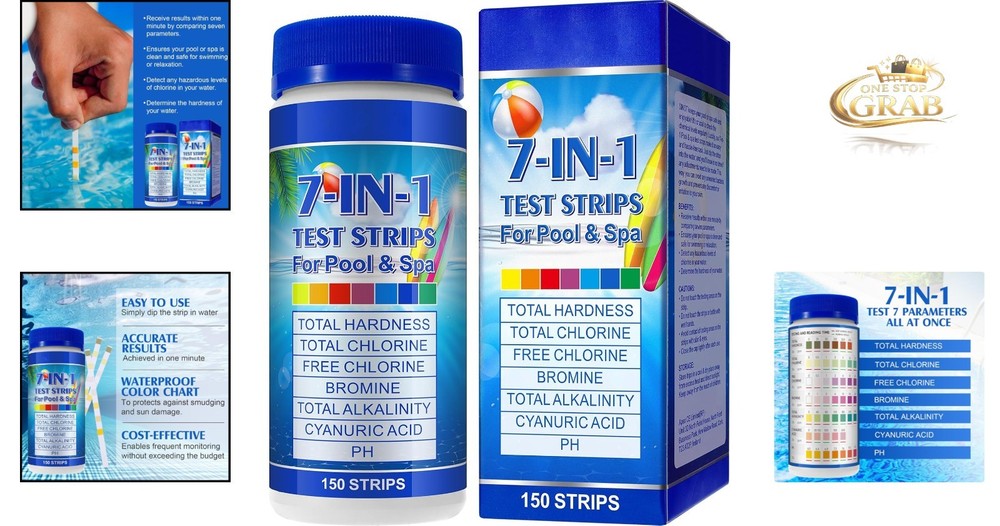 Pool Strips 7-in-1 150Pcs for Pool & Spa Water Testing Kit