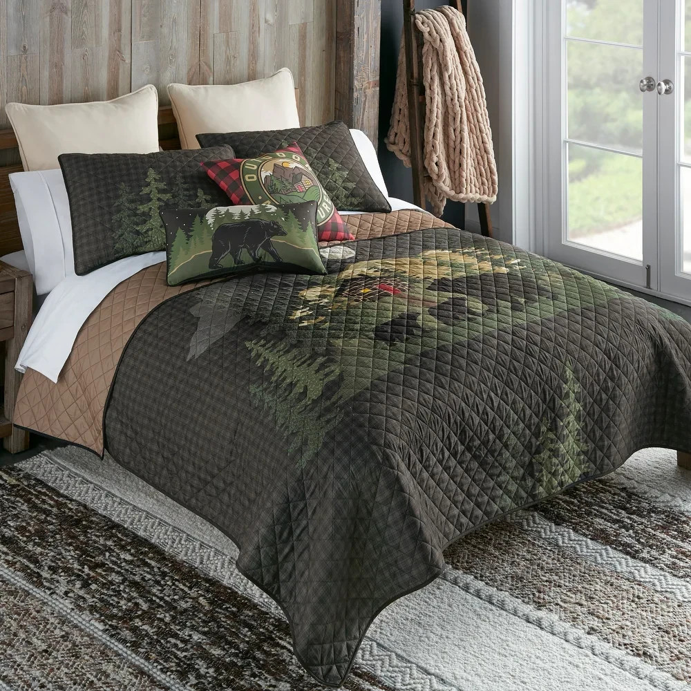 Donna Sharp Foothills Bear Family Rustic Country Queen 3PC Quilt Set