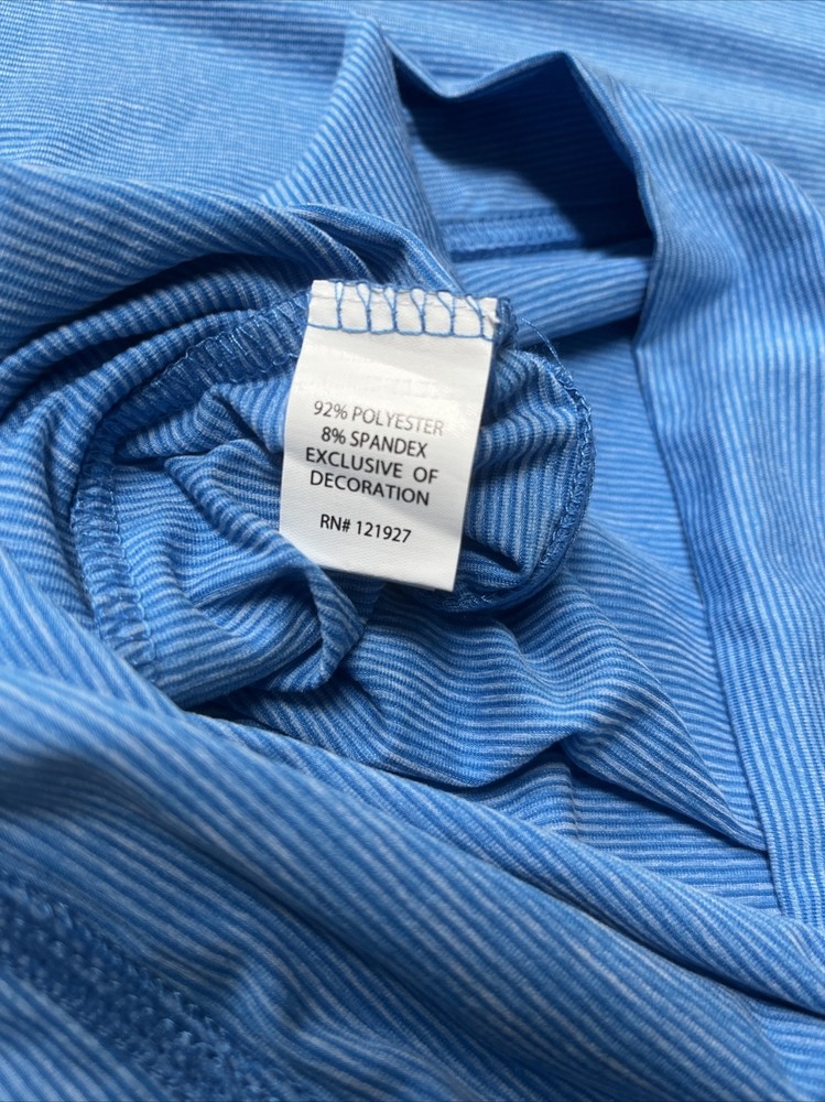 johnnie-O Vaughn Blue Stripe (BISCAYNE) Performance 1/4 Zip Pullover. Small