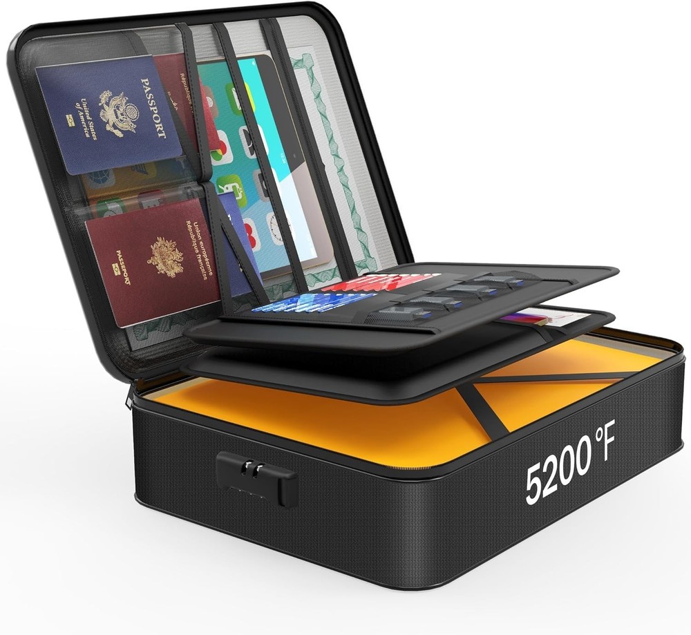 Lightweight Fireproof Document Safe - Secure Waterproof Storage Box with Lock