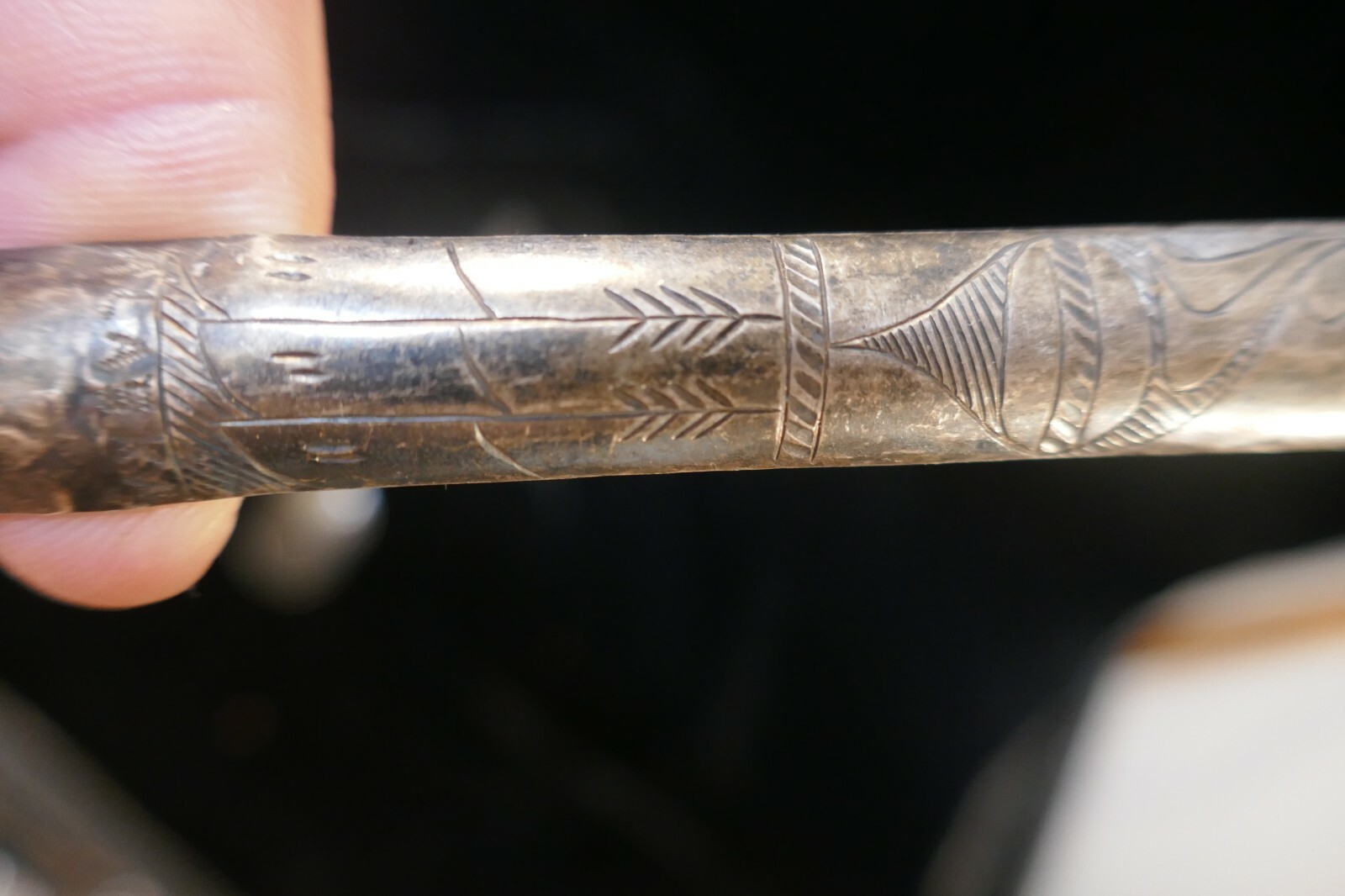 Rare Antique (Tlingit) Native Hand Carved silver Salad Set c:1900 Trade item