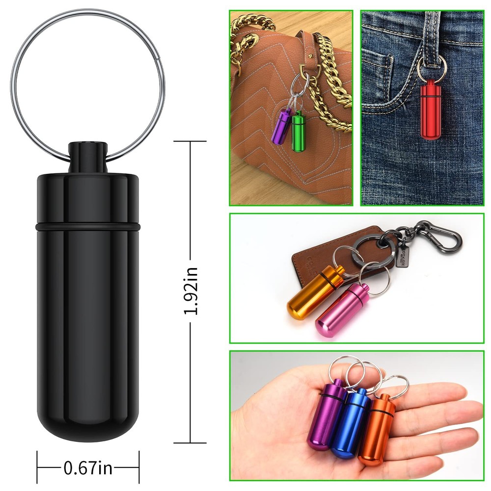 10 Pack Small Portable Pill Case Pocket Storage Container with Keychain