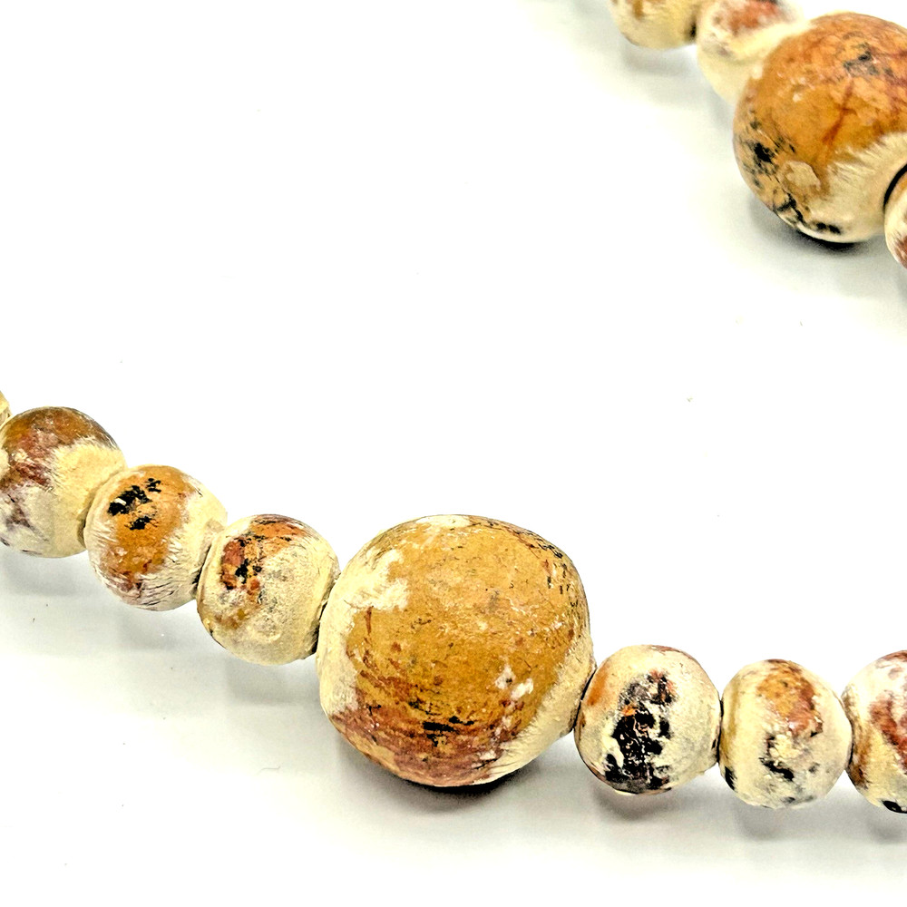 Large Rosary Beads Pottery Clay Distressed Cross Decor 20” New