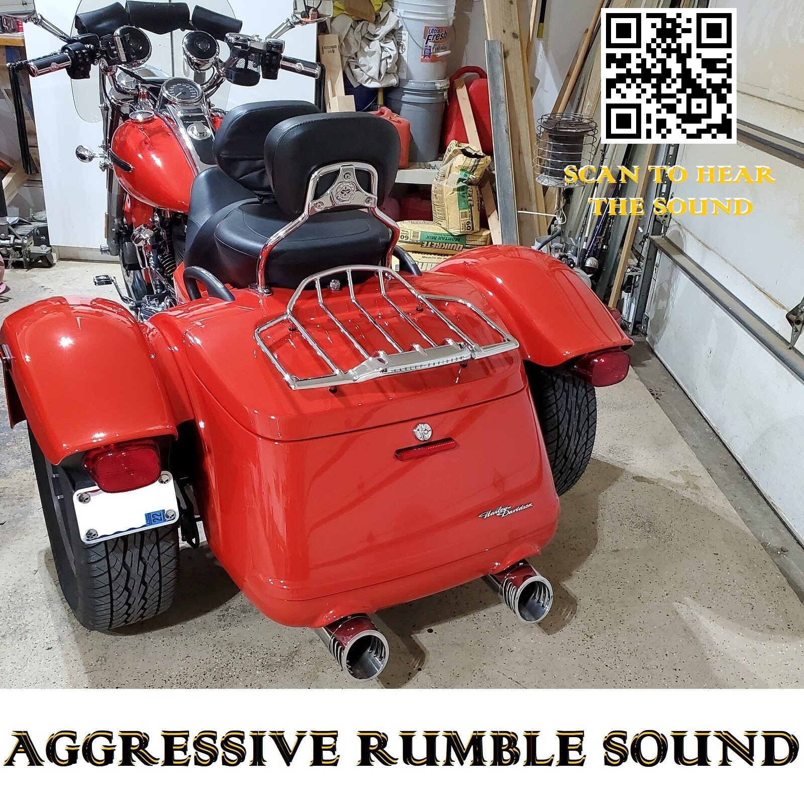 SHARKROAD Slip on Mufflers for Harley Tri Glide Trike Models, Great Rumble Tone