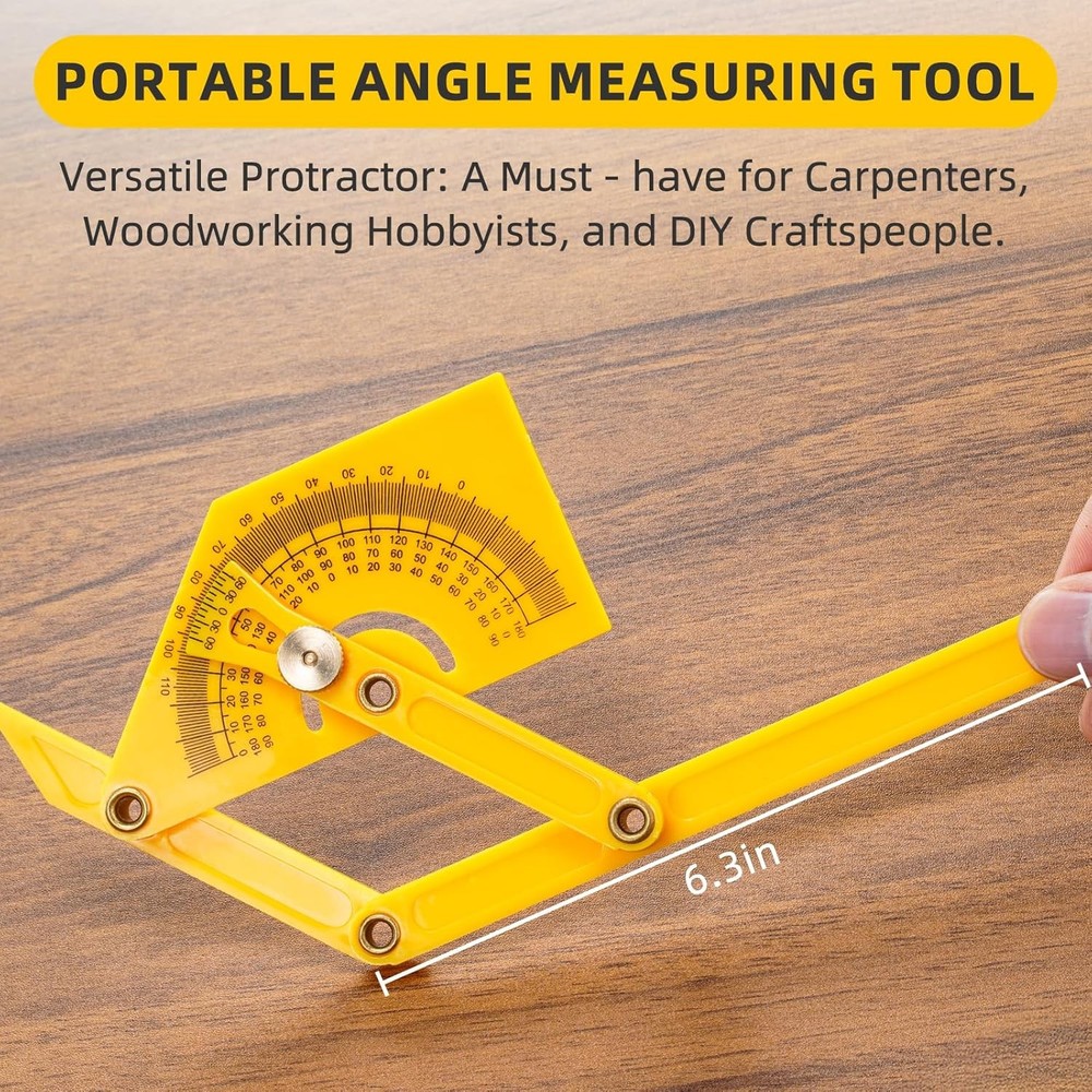 2 Pcs Protractor Angle Finders, Adjustable Protractors 0°-180° with Yellow