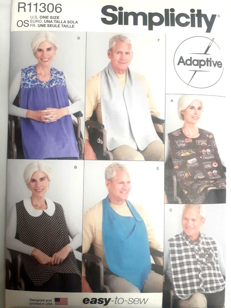 Bib Adults Feeding Simplicity Sewing Pattern R11306 Adaptive Lap Protector Easy