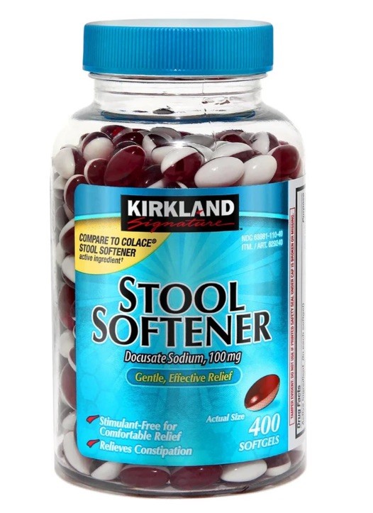 New Kirkland STOOL SOFTENER - Docusate Sodium 100mg, 400 Softgels, exp: 12/27