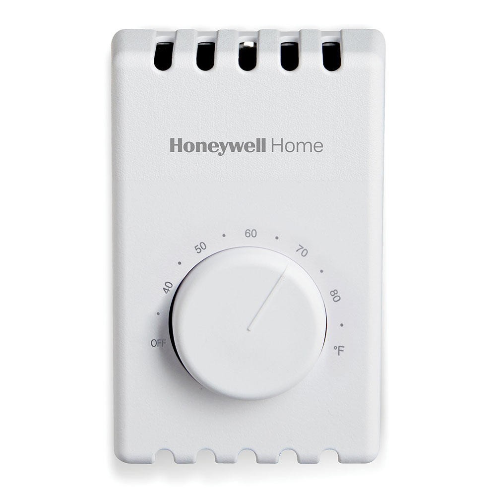 8" White Non Programmable Baseboard Thermostat Bimetal Temperature Sensor