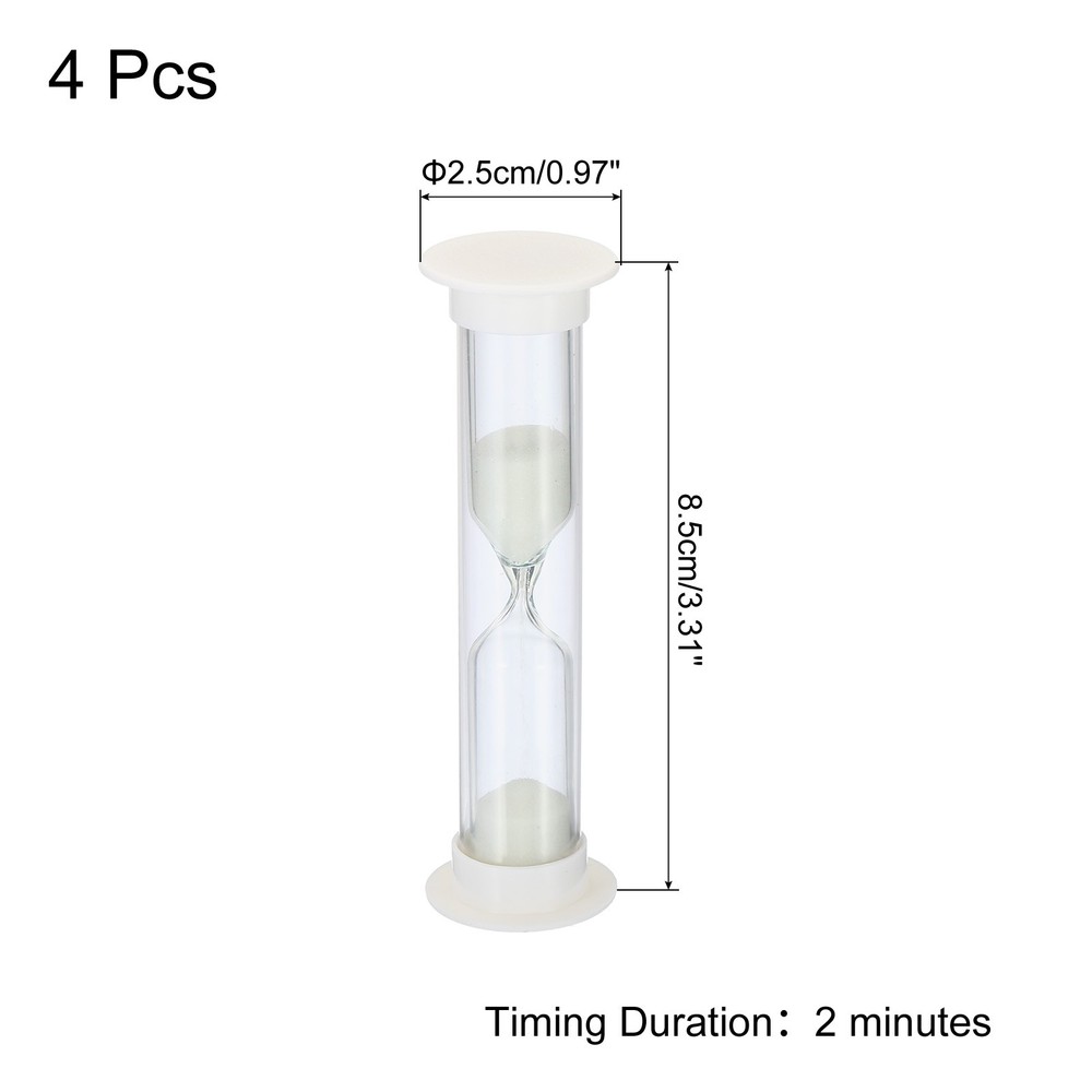 4Pcs 2 Minute Sand Timer Small Sandy Clock Count Down Sand Glass White