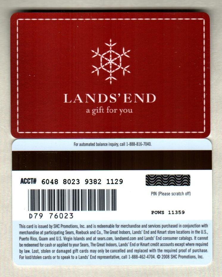 LANDS' END Stitch-Work Snowflake 2008 Gift Card ( $0 )