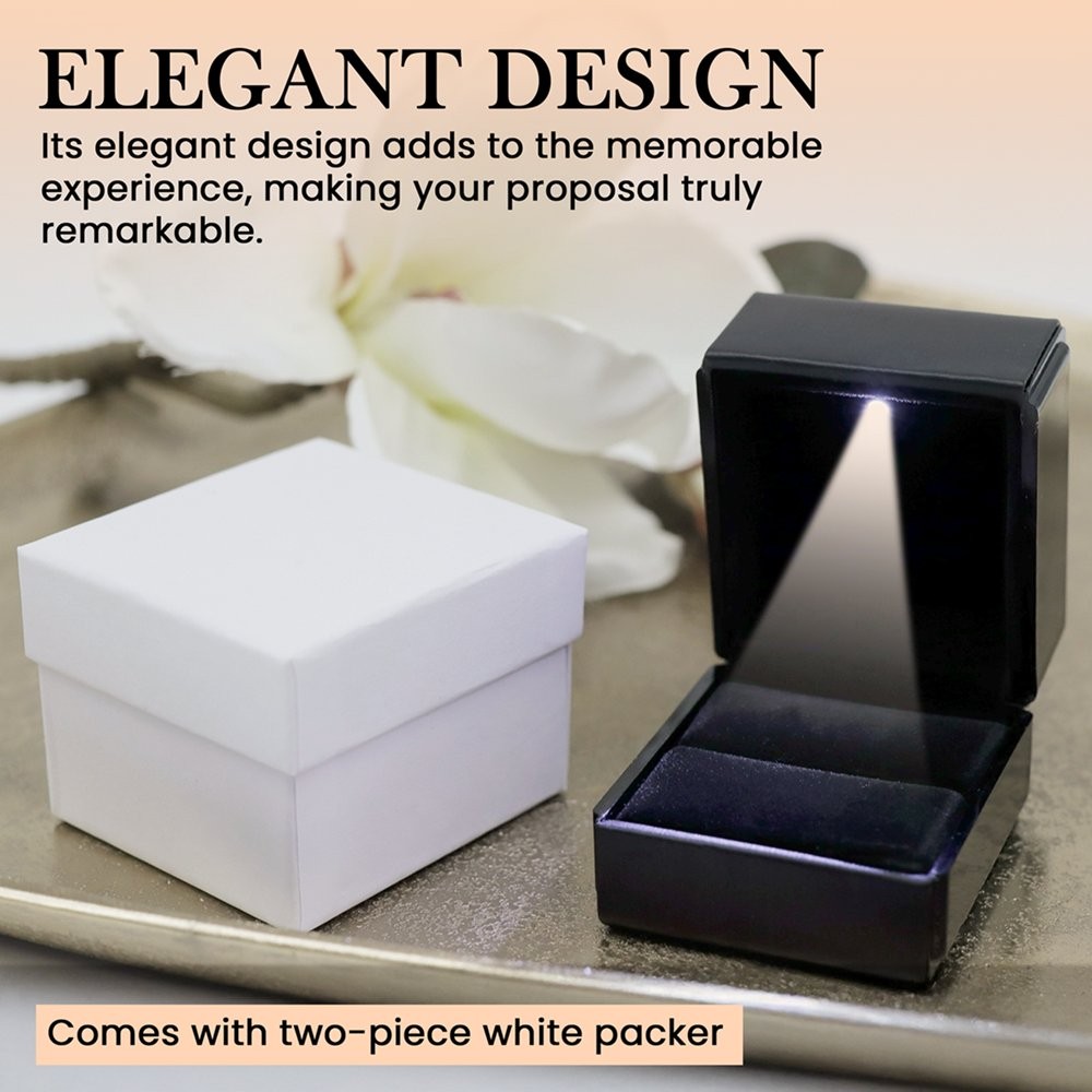 Novel Box Square Shaped Ring Box with LED Light for Wedding & Special Occasions