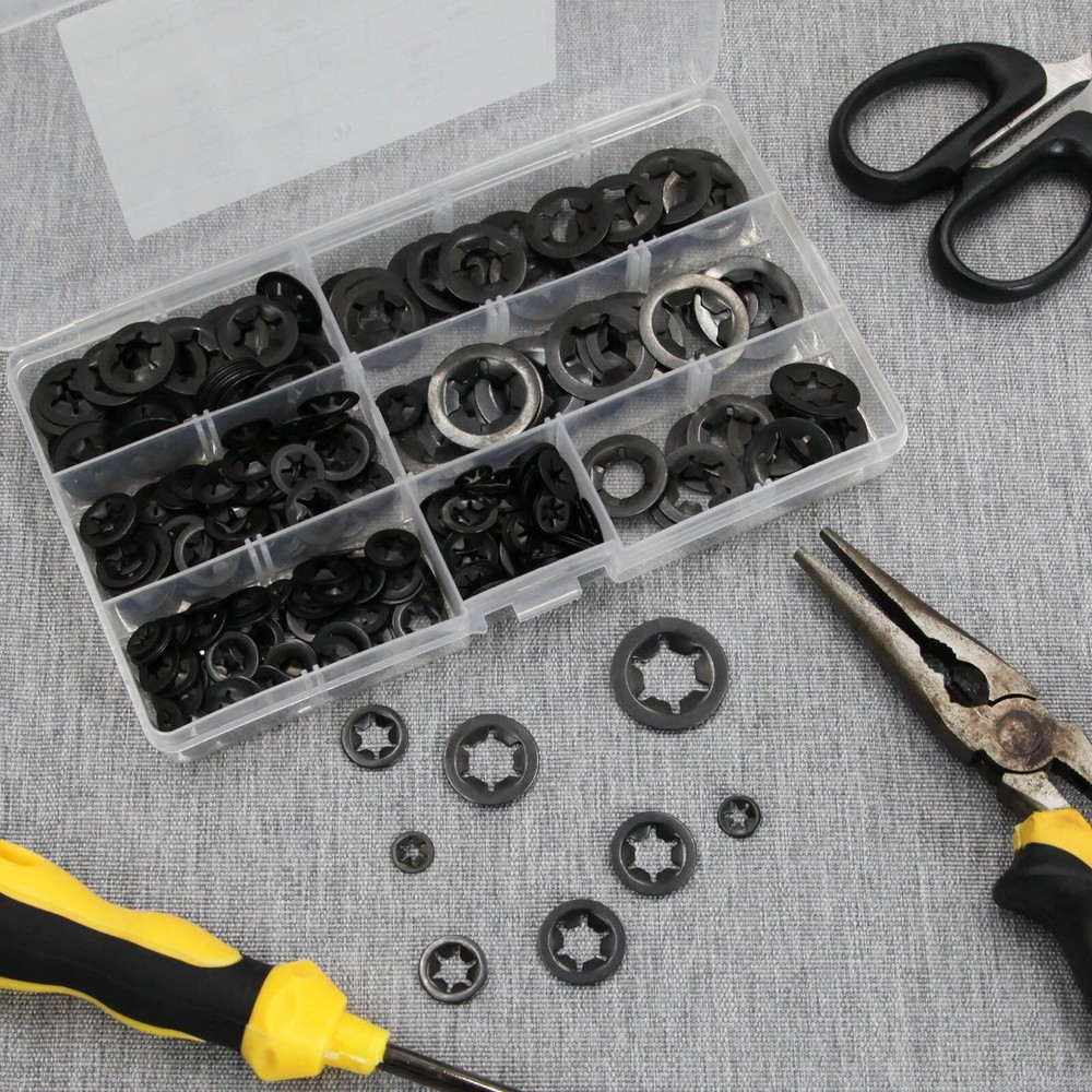 New Internal Tooth Star Lock Spring Quick Washer Push On Speed Nut Assortment
