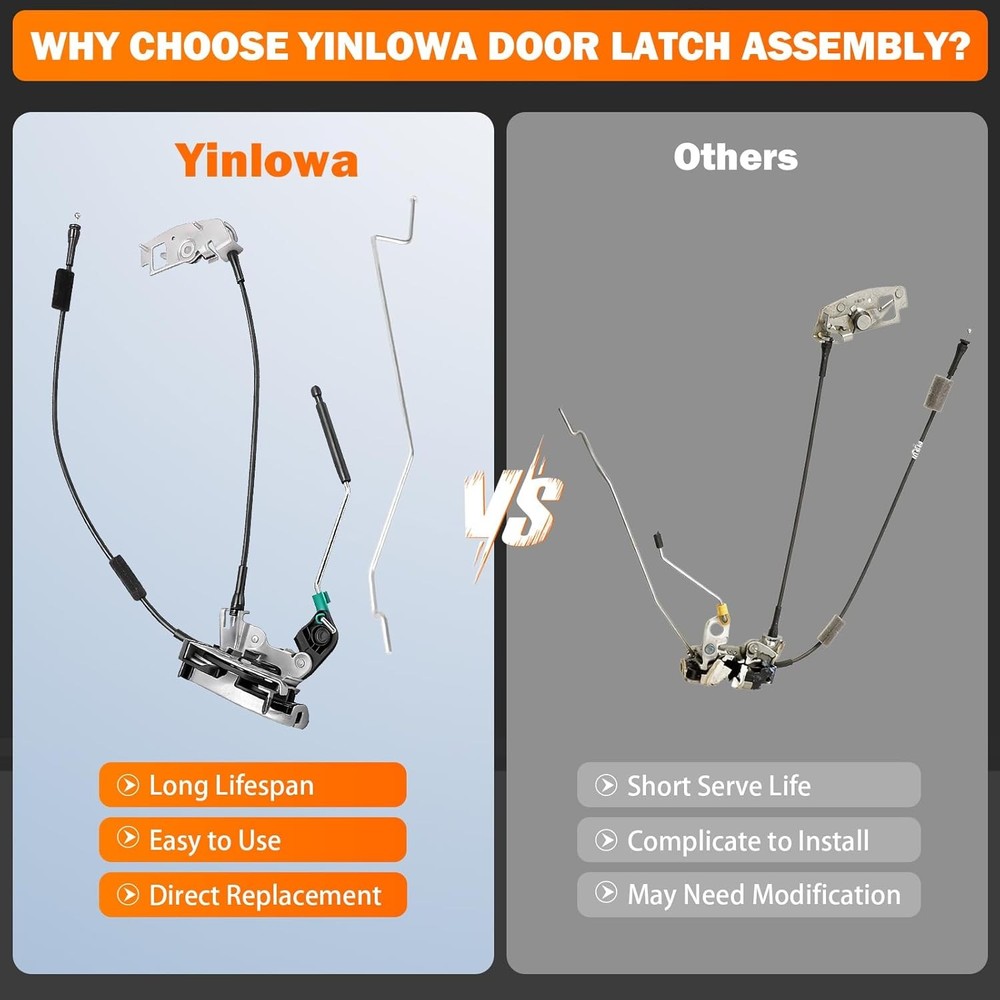 Side Door Latch Assembly with Cable & Rod for Ford E150 E250 E350 Econoline Van