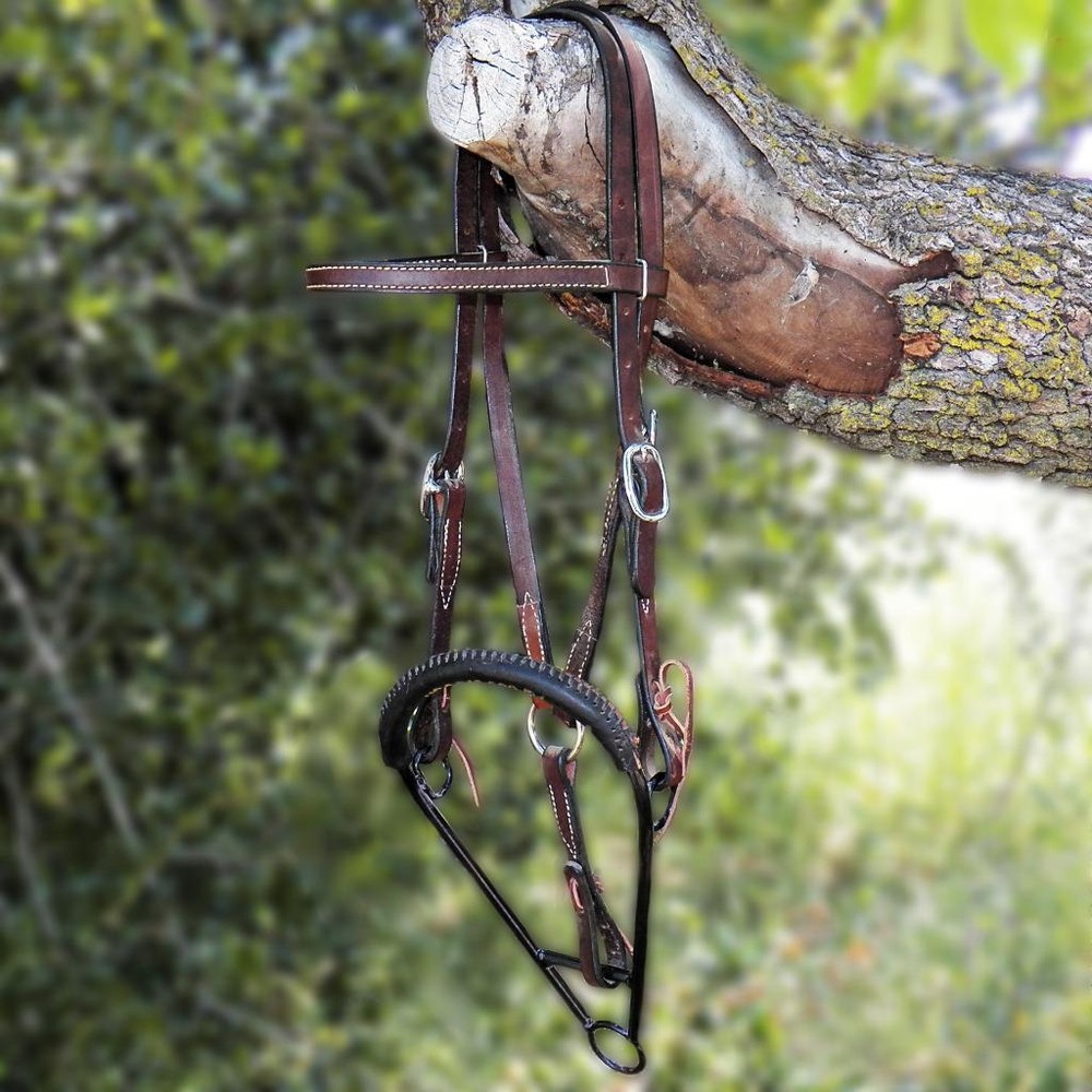 Rick Wheat Noavel Headstall Training Bitless Bosal Hackamore with Split Reins