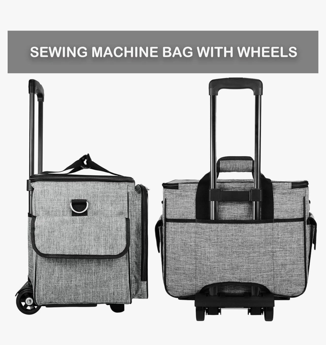 CAB55 Rolling Sewing Machine Case with Detachable Lightweight Aluminum Trolley