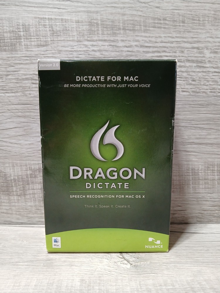 Dragon Dictate Speech Recognition for Mac OS x Version 2.0 W Microphone Open Box