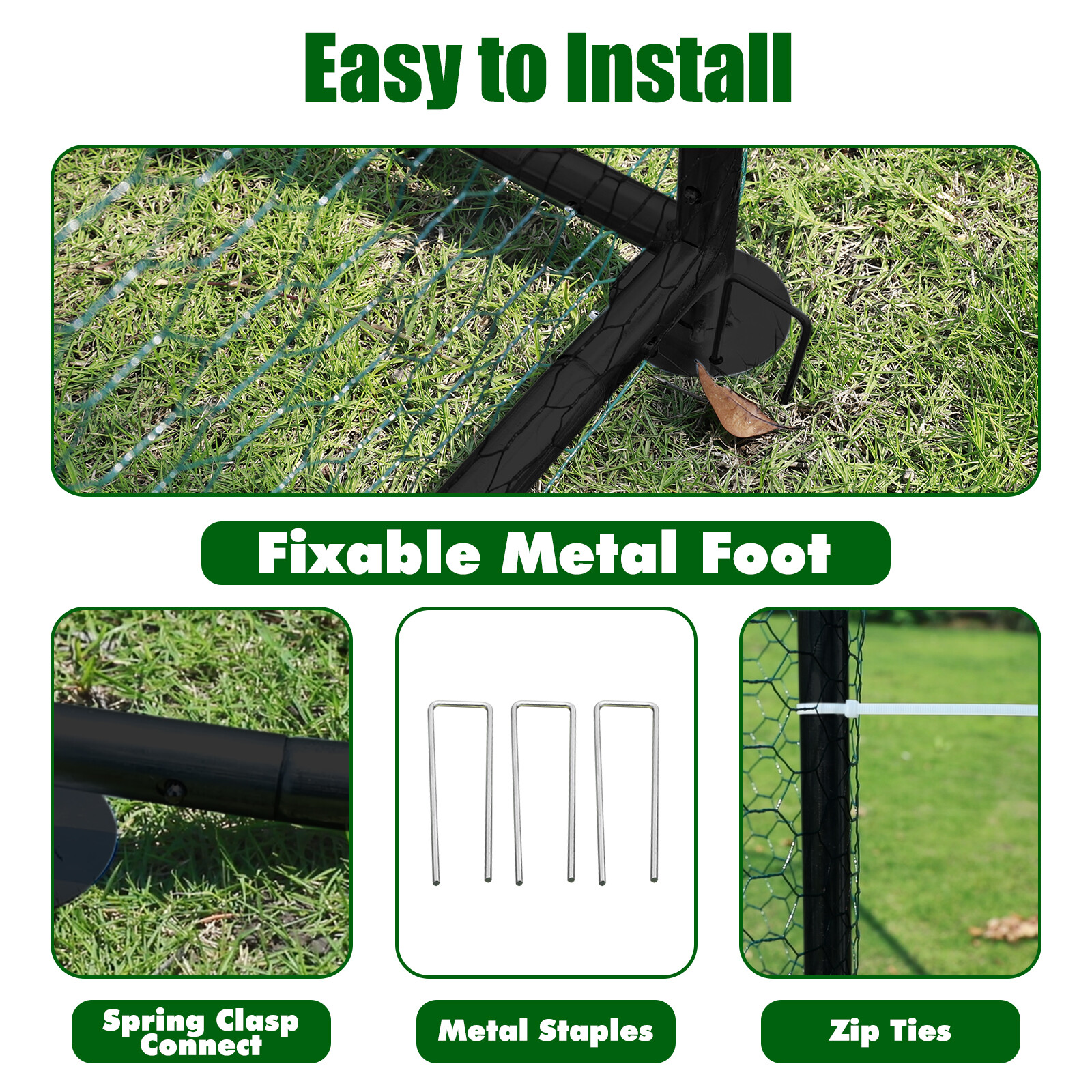 10x10x6.6 ft Large Metal Chicken Coop Walk-In Chicken Run Peaked Roof Farm Yard