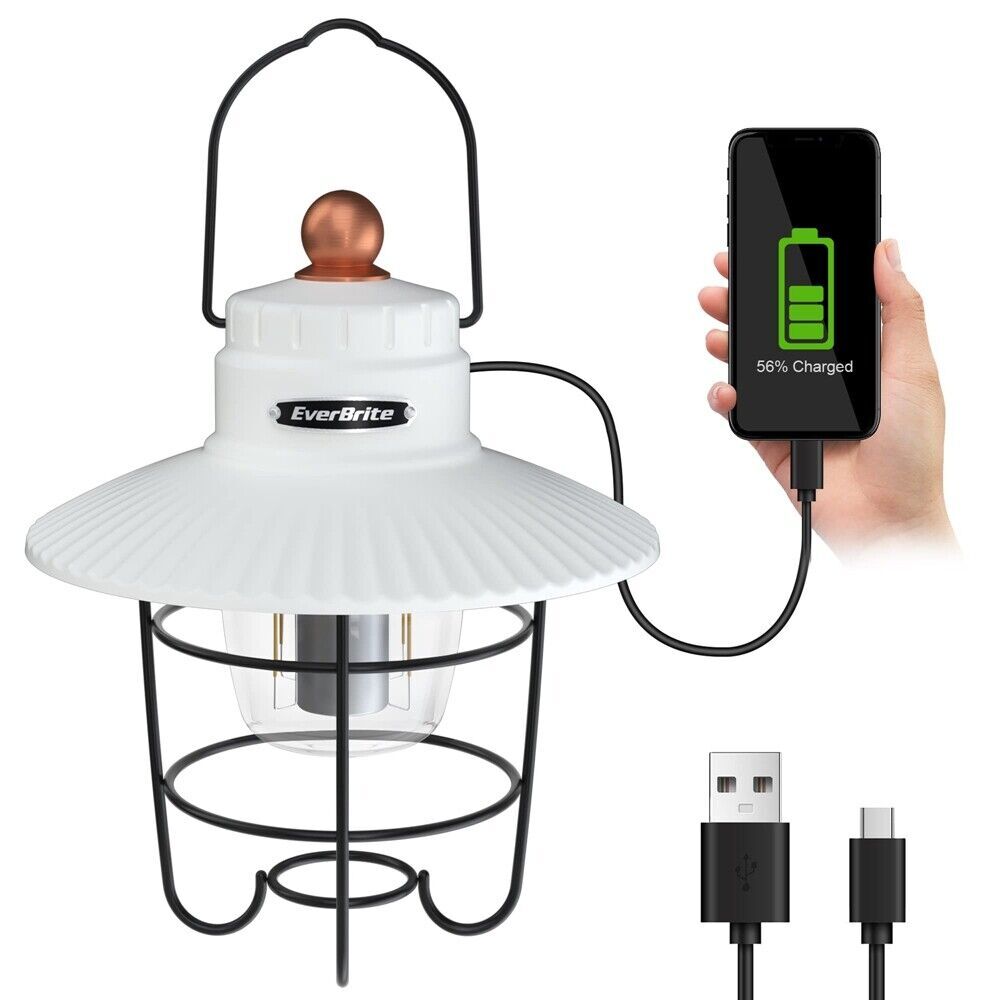 EverBrite 2PACK LED Camping Lantern with 3 Light Mode USB C Rechargeable Lantern