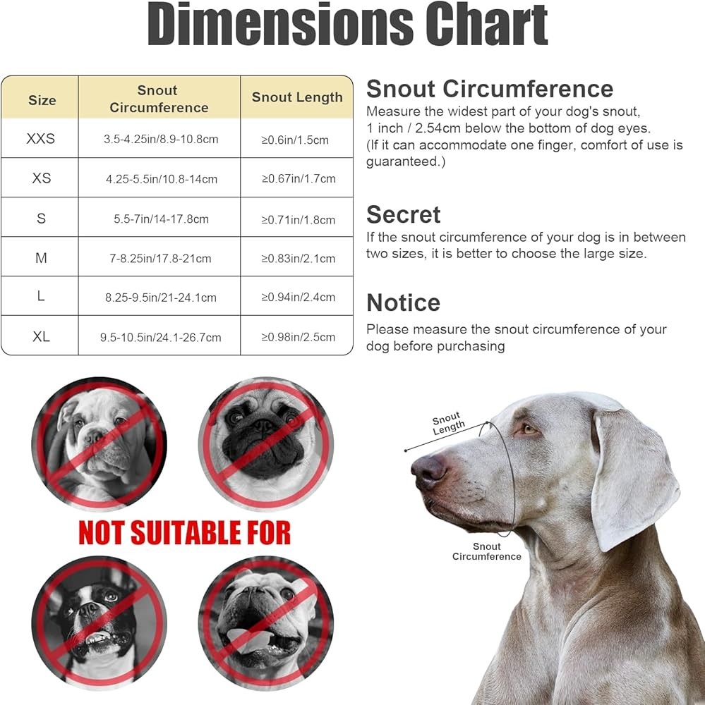 Short Snout Dog Muzzle, Dog Muzzle for Small and Medium Dogs