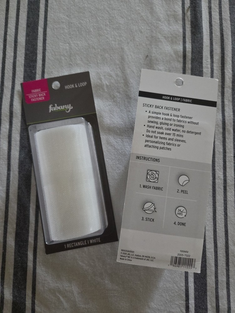 New Fabany Fabric Sticky Back Fastener Hook & Loop White Rectangle 6inx4in White