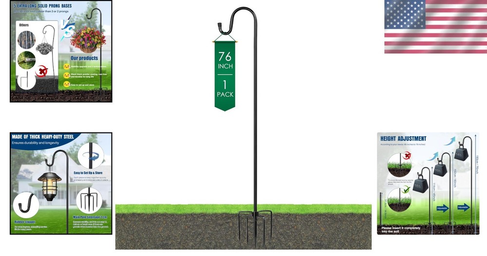 76" Adjustable Bird Feeder Pole - Heavy Duty Shepherd Hook