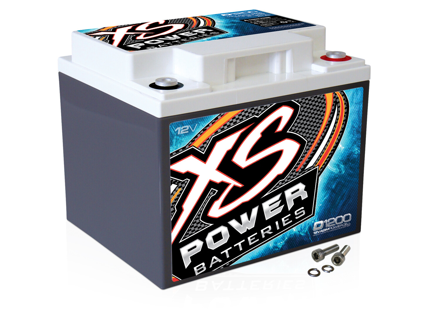 XS Power D1200 2600 Amp AGM Power Cell Car Audio Battery + Terminal Hardware