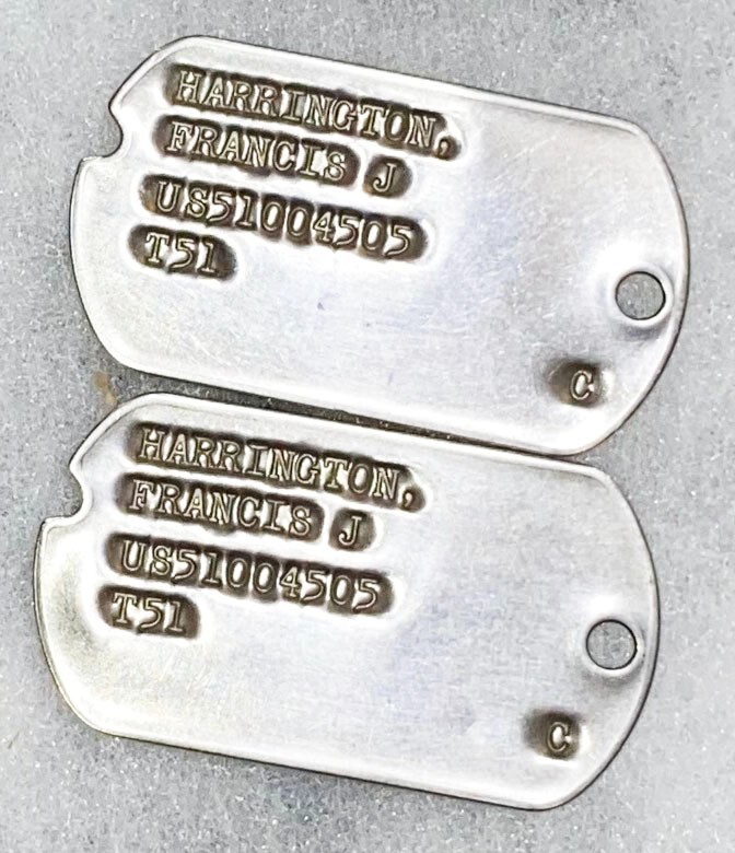 Post-WWII Francis Harrington T-51 Dog Tag Set
