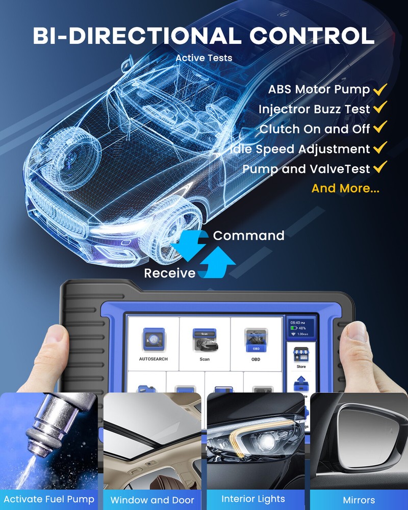 MUCAR 7" Bi-directional Scan Tool Bluetooth OBD2 Scanner Full System Diagnostic