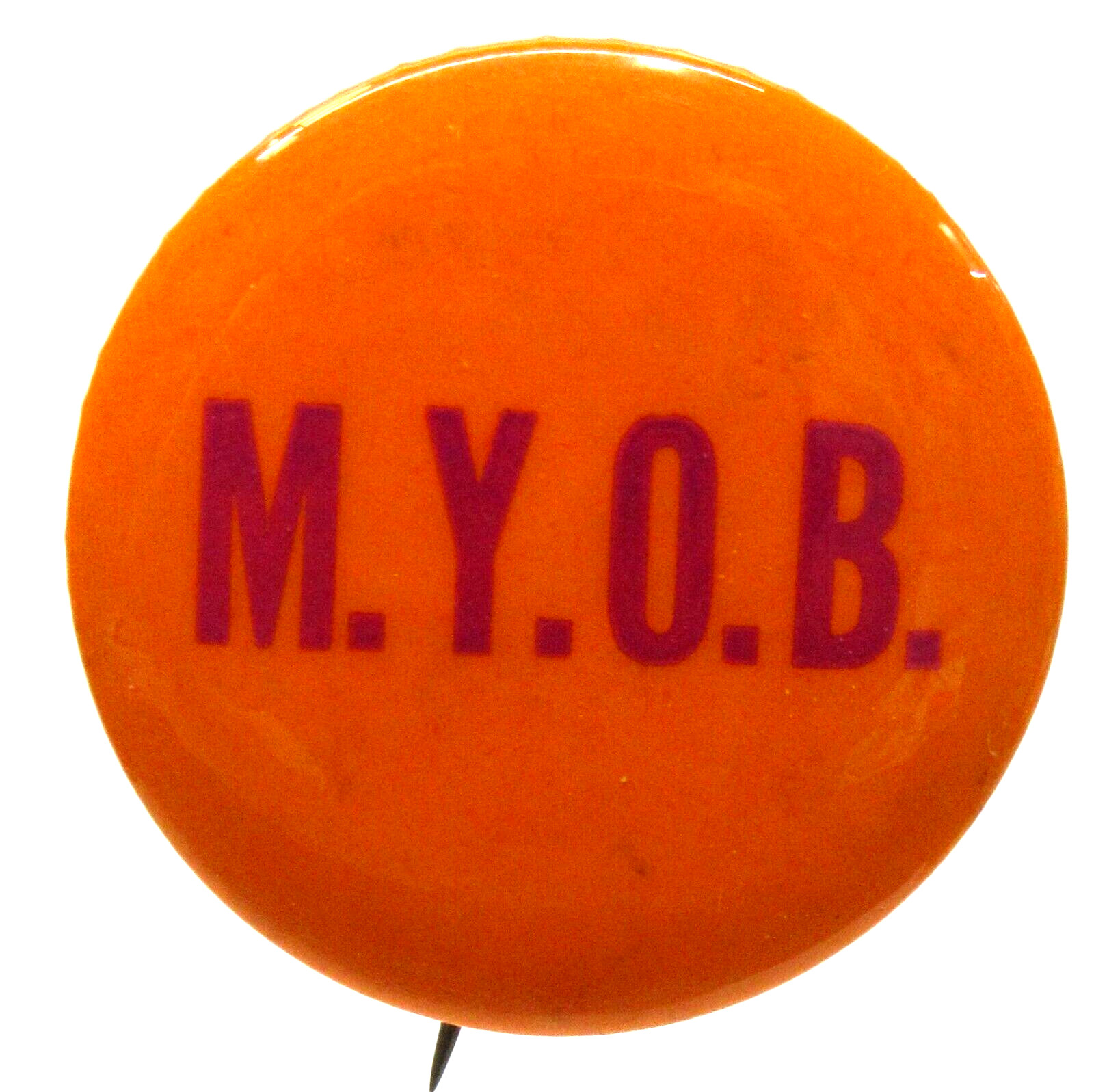 1960's M.Y.O.B. 1.25" hippie risque pinback button MIND YOUR OWN BUSINESS  fb