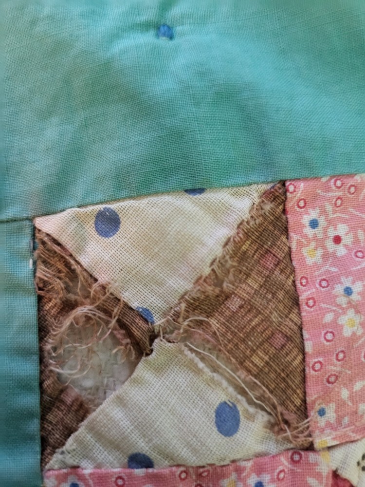 Hand -Tyed Patchwork Quilt Needs Repairs
